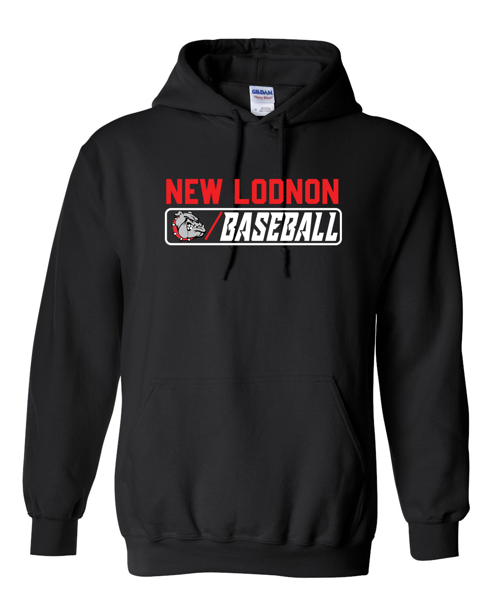 Black New London Baseball Hooded Sweatshirt