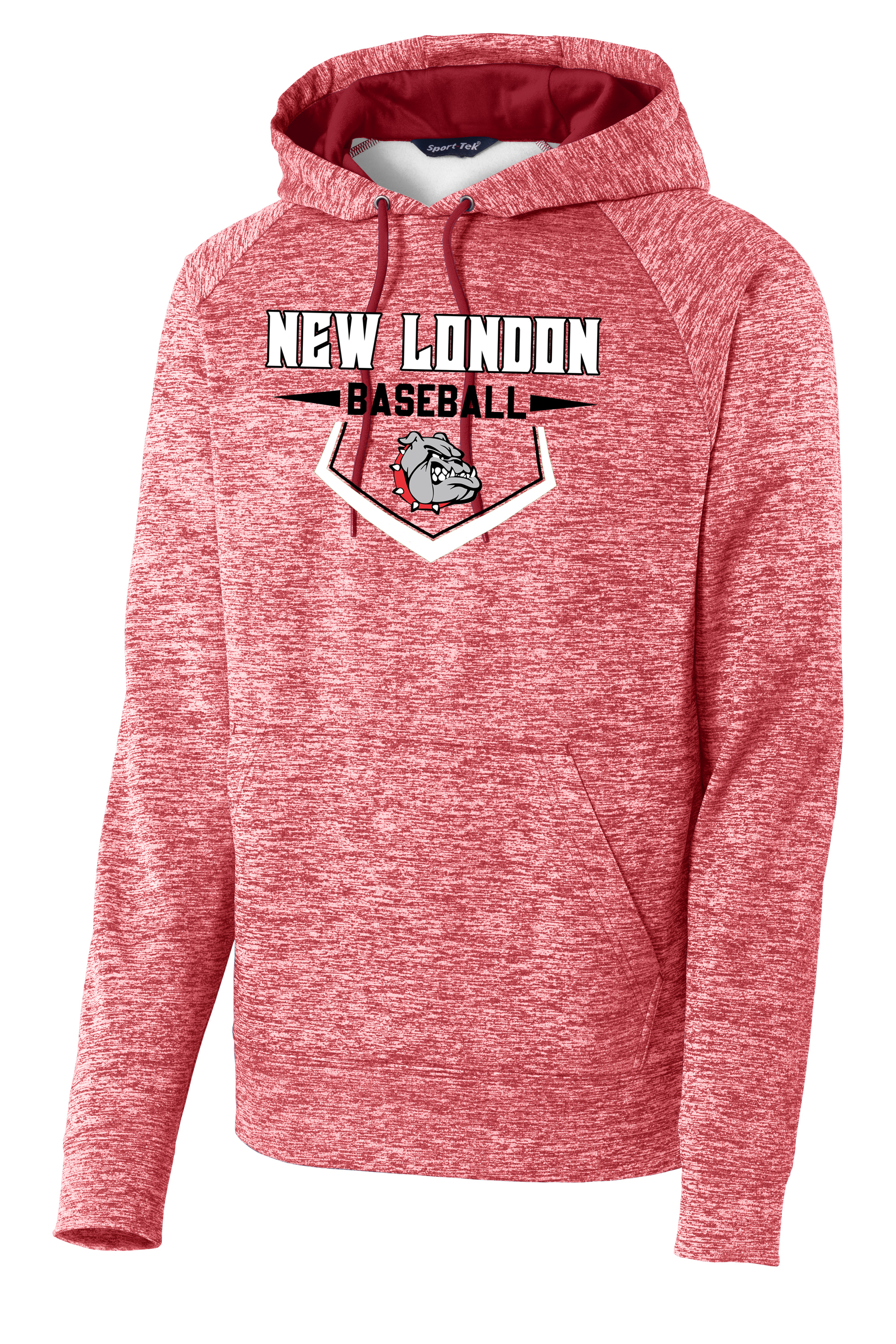 Deep Red Electric New London Baseball Base Electric Heather Fleece Hooded Pullover