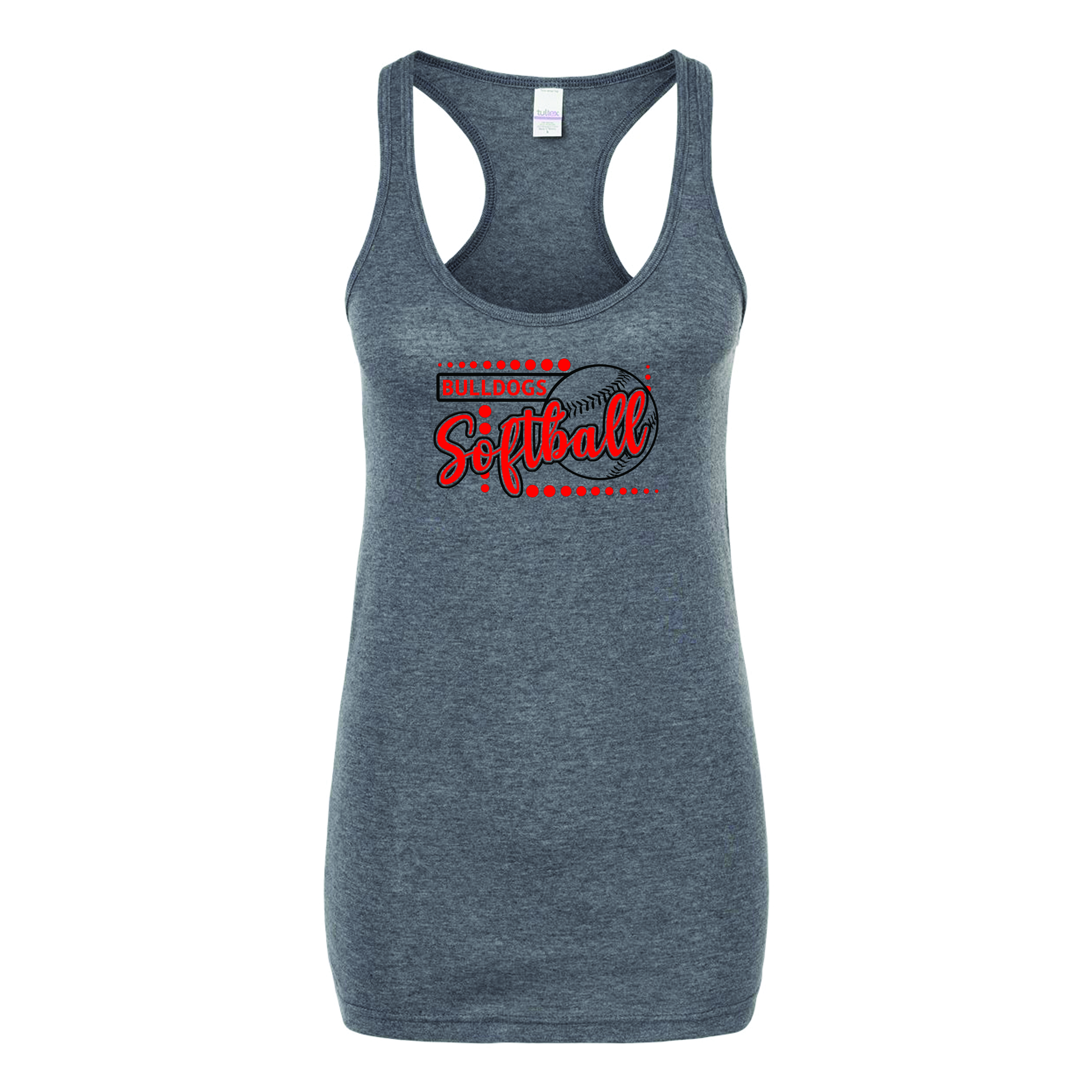 Heather Charcoal Bulldogs Softball Women's Racerback Tank Top