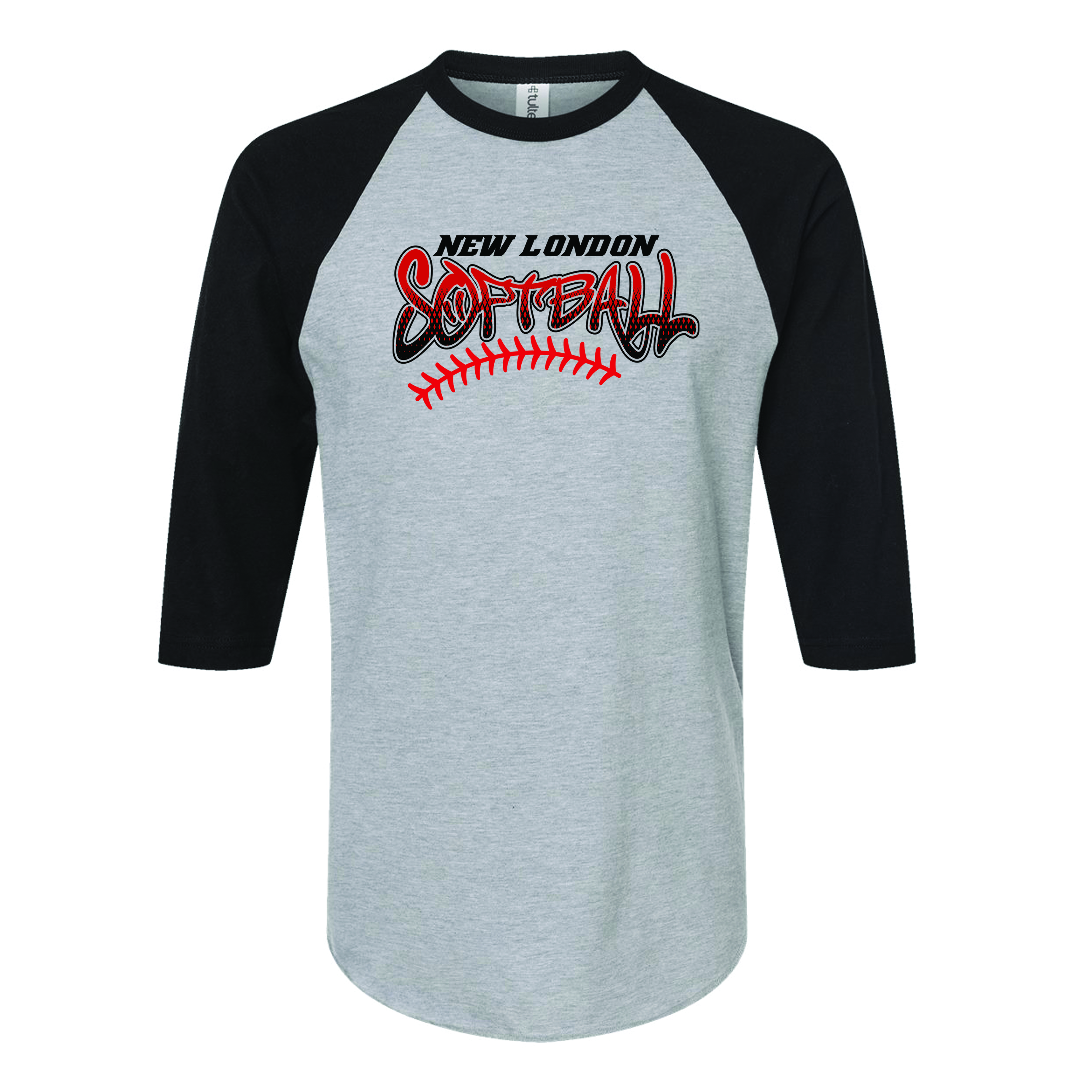 Heather Grey/Black NL Softball 3/4 Sleeve Baseball T-Shirt 