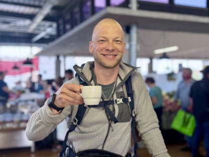 Maciek with Alberto in Albergaria-a-Velha, Portugal