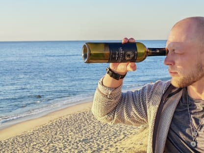 Maciek with Matteo in Viana do Castelo, Portugal