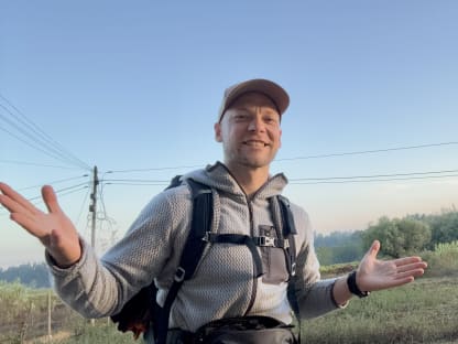 Maciek with Carlos in Mealhada, Portugal