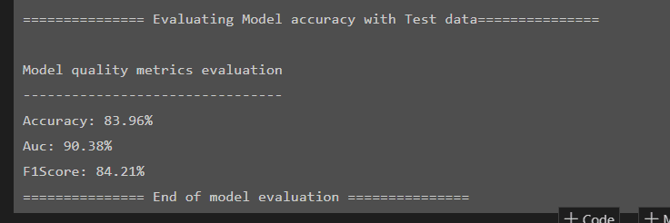 The metrics analysis of the ML.NET code.