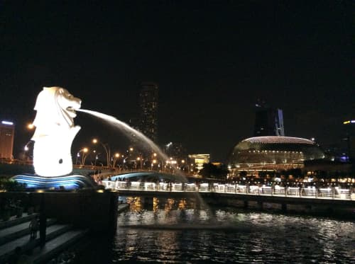 シンガポール 夜のマーライオンパーク