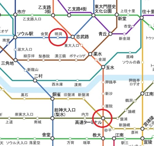ソウルの高速ターミナルエリア 地図