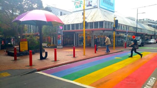 ウェリントン キューバストリートのレインボーの横断歩道