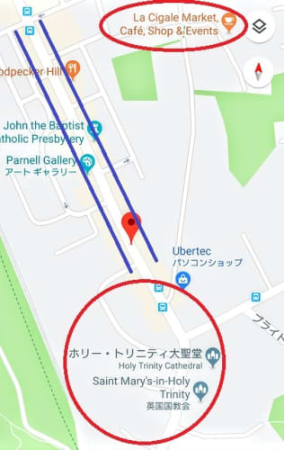 オークランド　聖マリア教会周辺地図