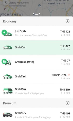 Grabのアプリ画面