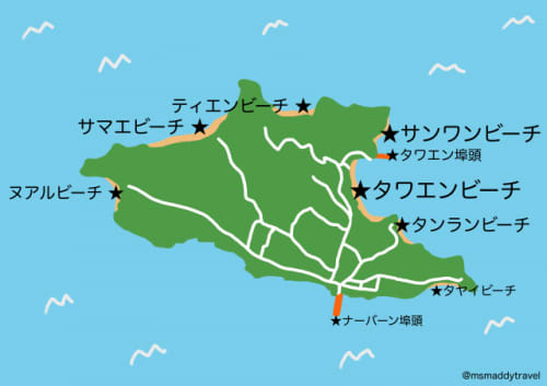 ラン島 ビーチ 地図