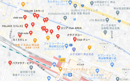熊谷のキャバクラマップ
