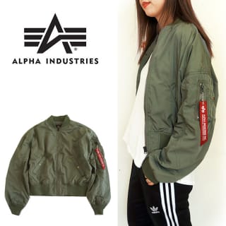 【楽天市場】[20%offSale]【2018 New】アルファ ma−1ALPHA INDUSTRIES アルファインダストリーズ MA-1 ミリタリージャケットドロップショルダー レディース  国内 【正規品】TA7038 GREEN MA-1 JKT：j-piaのサムネイル