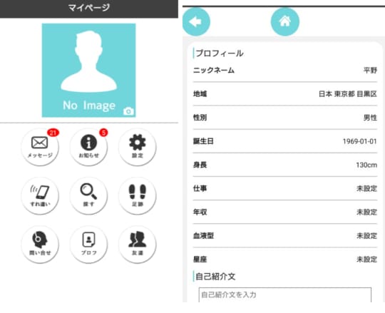 チラスタのプロフィール画面
