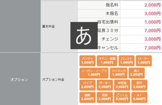 料金表