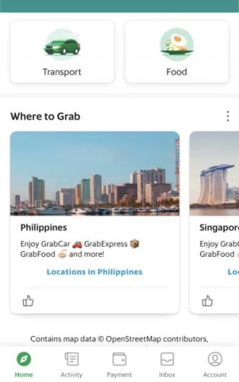 Grabの選択画面