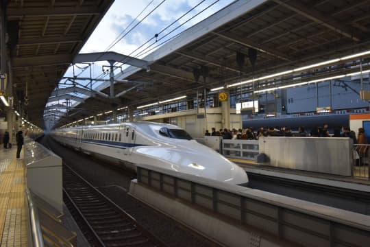 京都駅新幹線ホームと新幹線