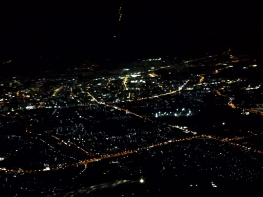 飛行機から撮ったチェンマイの夜景