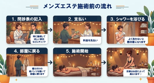 メンズエステの施術までの流れ