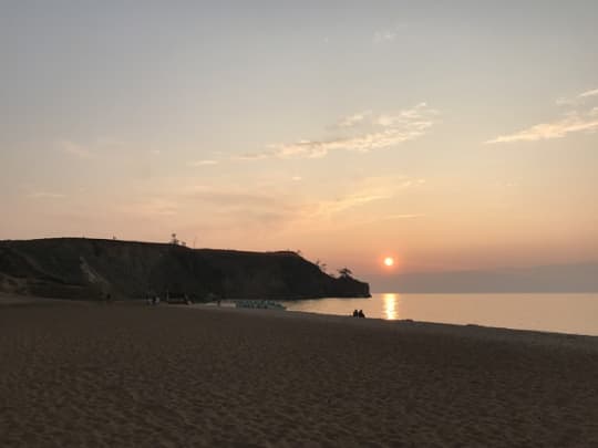 バイカル湖に沈む夕日