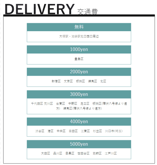 スピンのエリア料金表