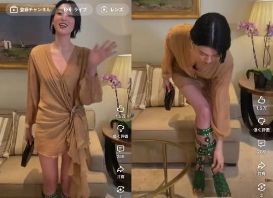 三吉彩花のライブ配信ポロリ