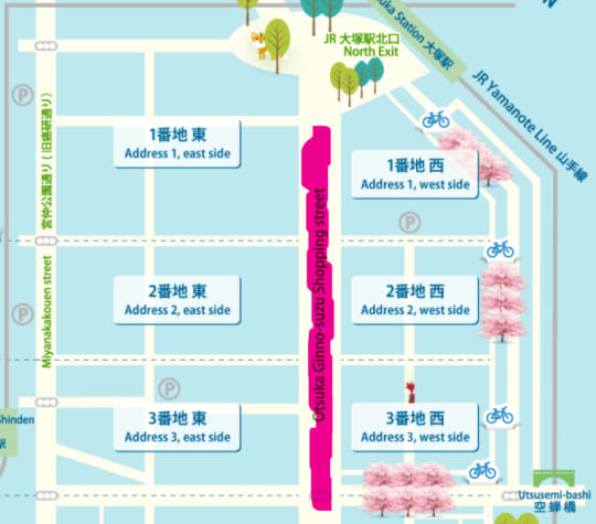 銀の鈴通り商店街のマップ