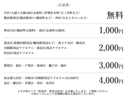 デリヘル　出張　どこまで