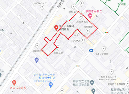 信太山新地の地図