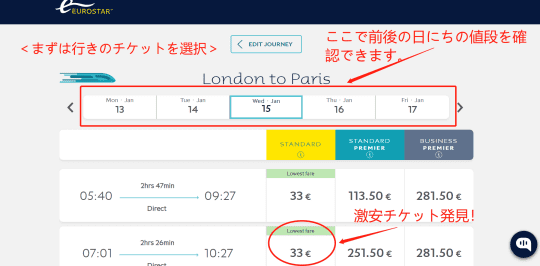 ユーロスター　チケット②
