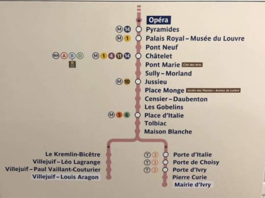 パリの地下鉄　路線図