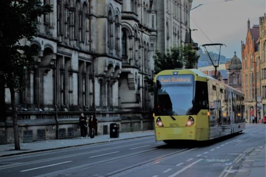 市内のトラム（路面電車）を一枚