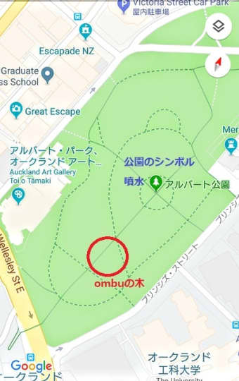 オークランド　アルバート公園の地図