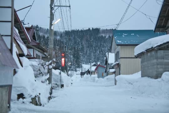 山形の積雪時の街並み