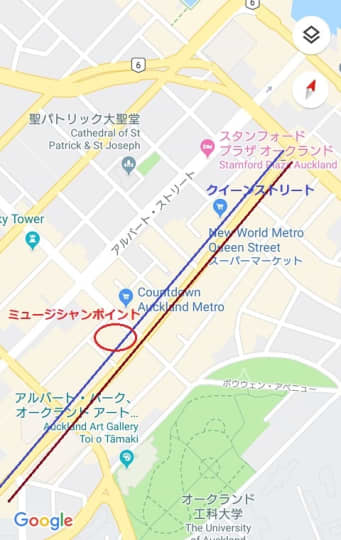 オークランド　クイーンストリート周辺地図