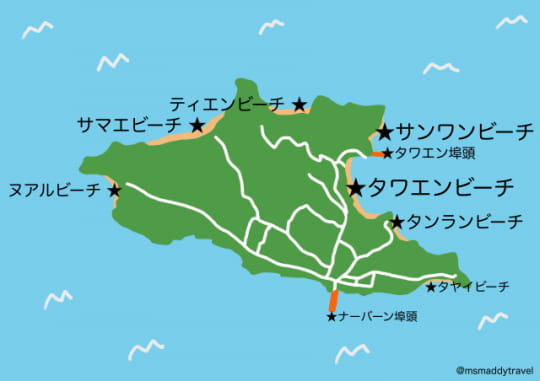 ラン島　ビーチ　地図