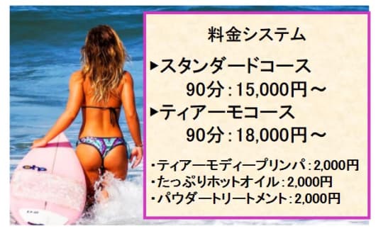 高田馬場AROMA TIAMO(アロマティアーモ)の料金表