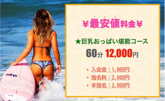 おっぱいマートの料金表