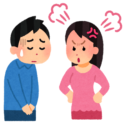 怒っている女性と怒られている男性