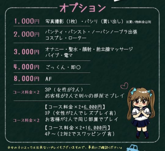 デリヘル　オプション　種類