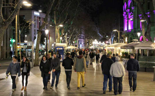 20時頃のLa Rambla通り