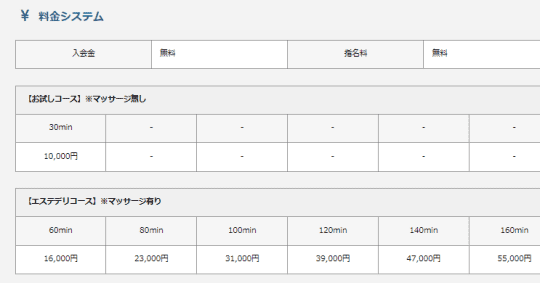 料金表