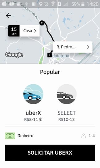 Uberの配車決定画面