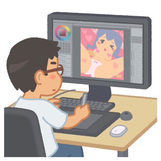 男性とパソコンイラスト