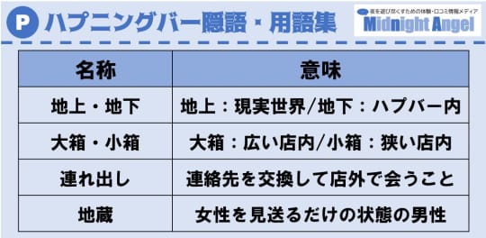 ハプニングバーの隠語・用語集