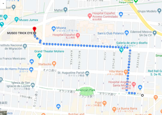メキシコシティ　Trickeye美術館周辺地図