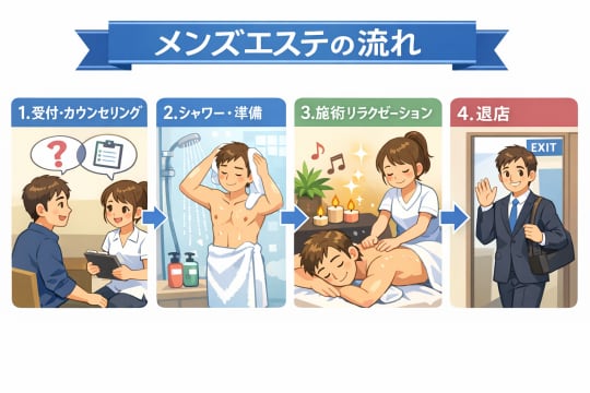 メンズエステ　流れ　どこまで