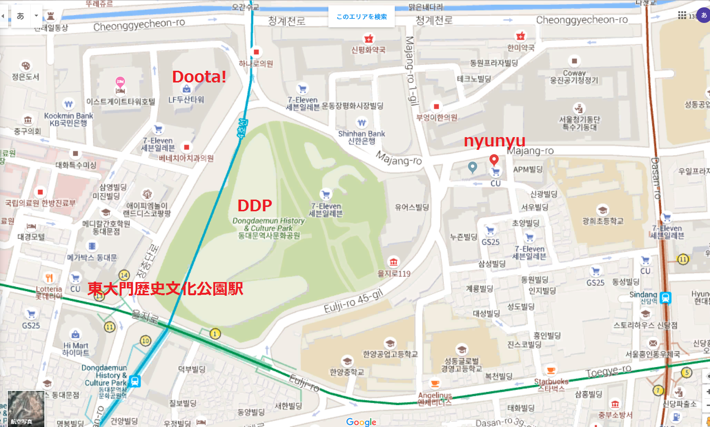 ソウル アクセサリー専門店nyunyu 地図