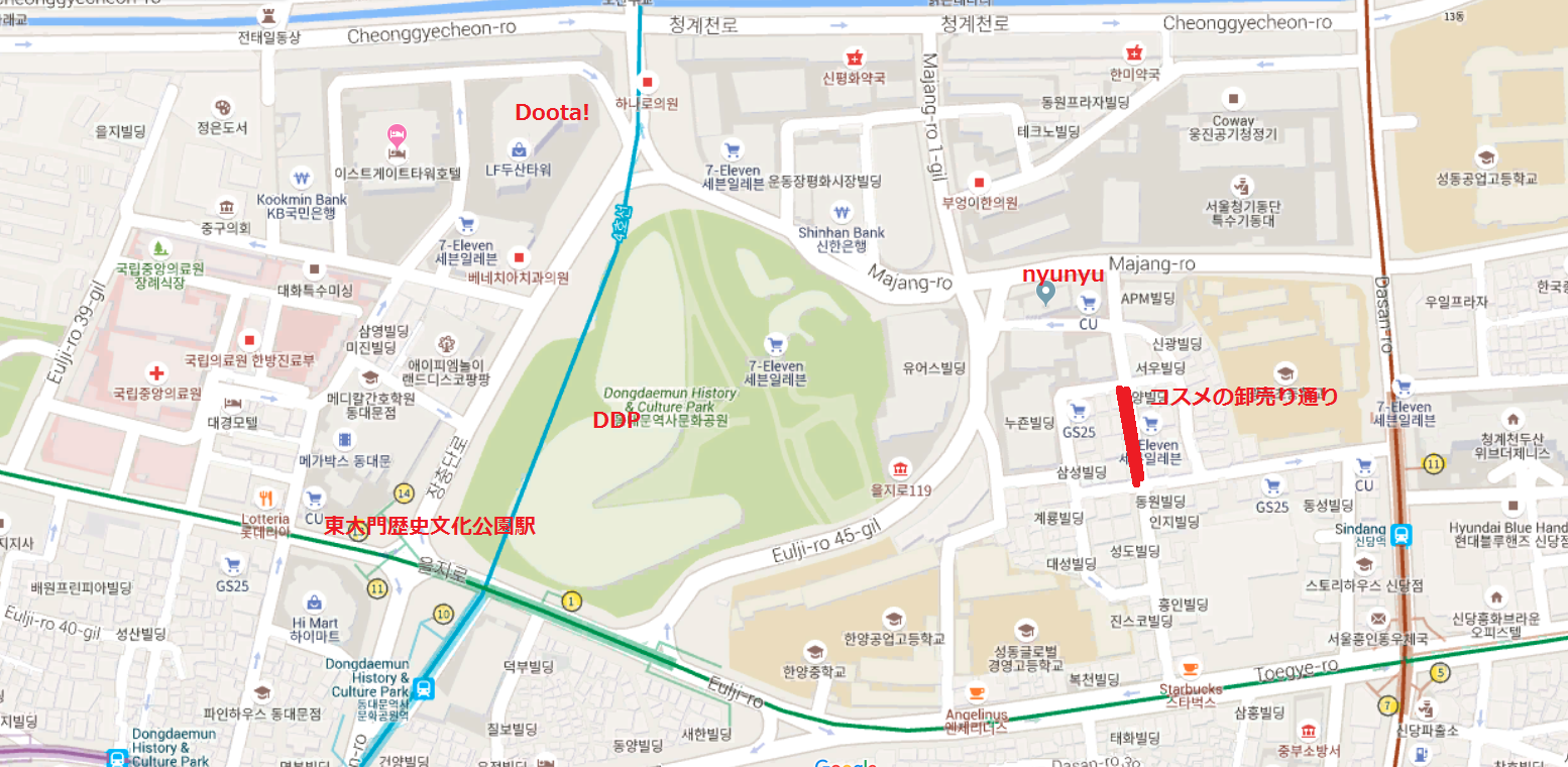 東大門エリア ソウル 地図