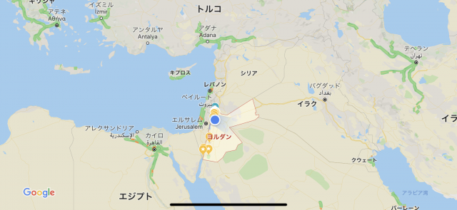 ヨルダン周辺国の地図