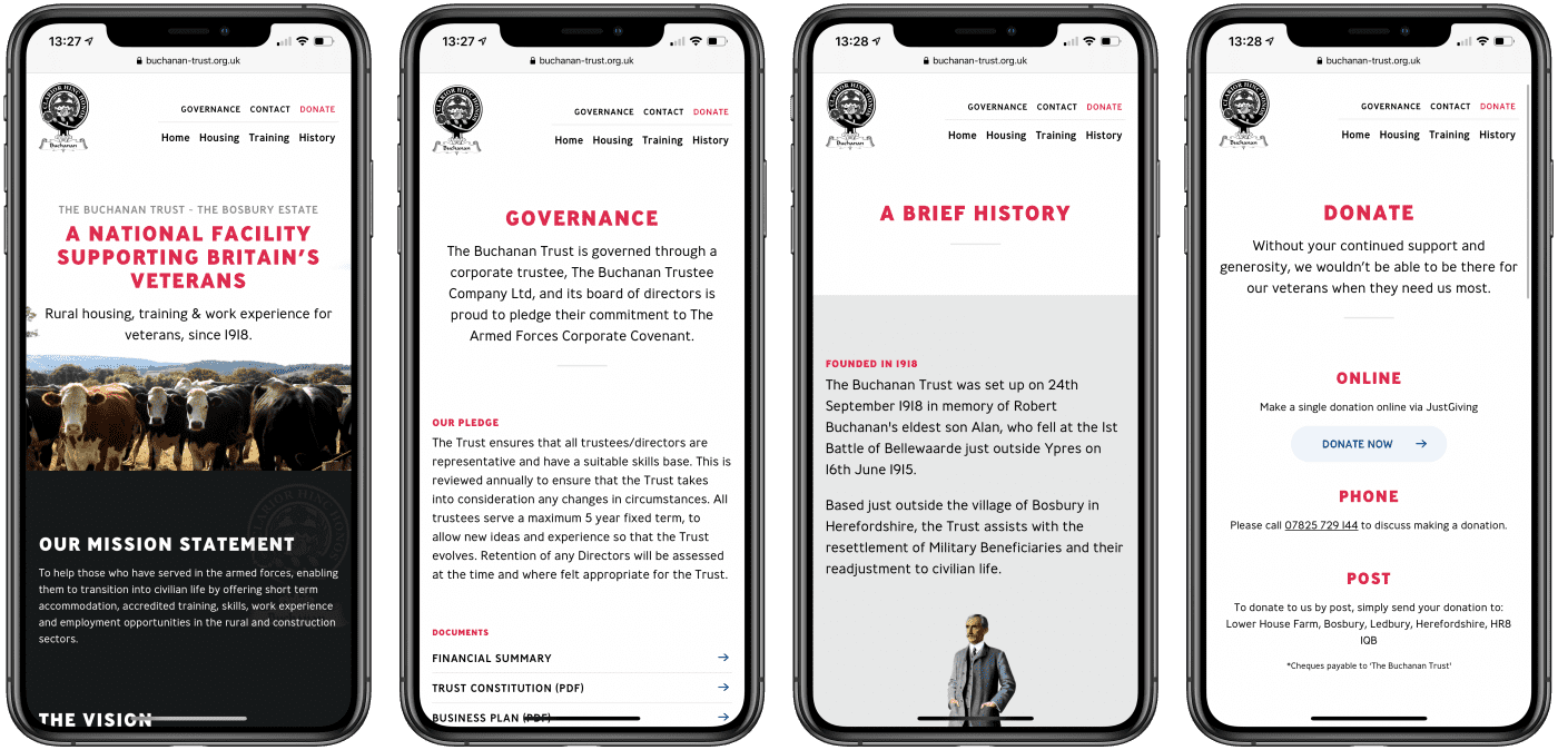 Buchanan Trust website on mobile